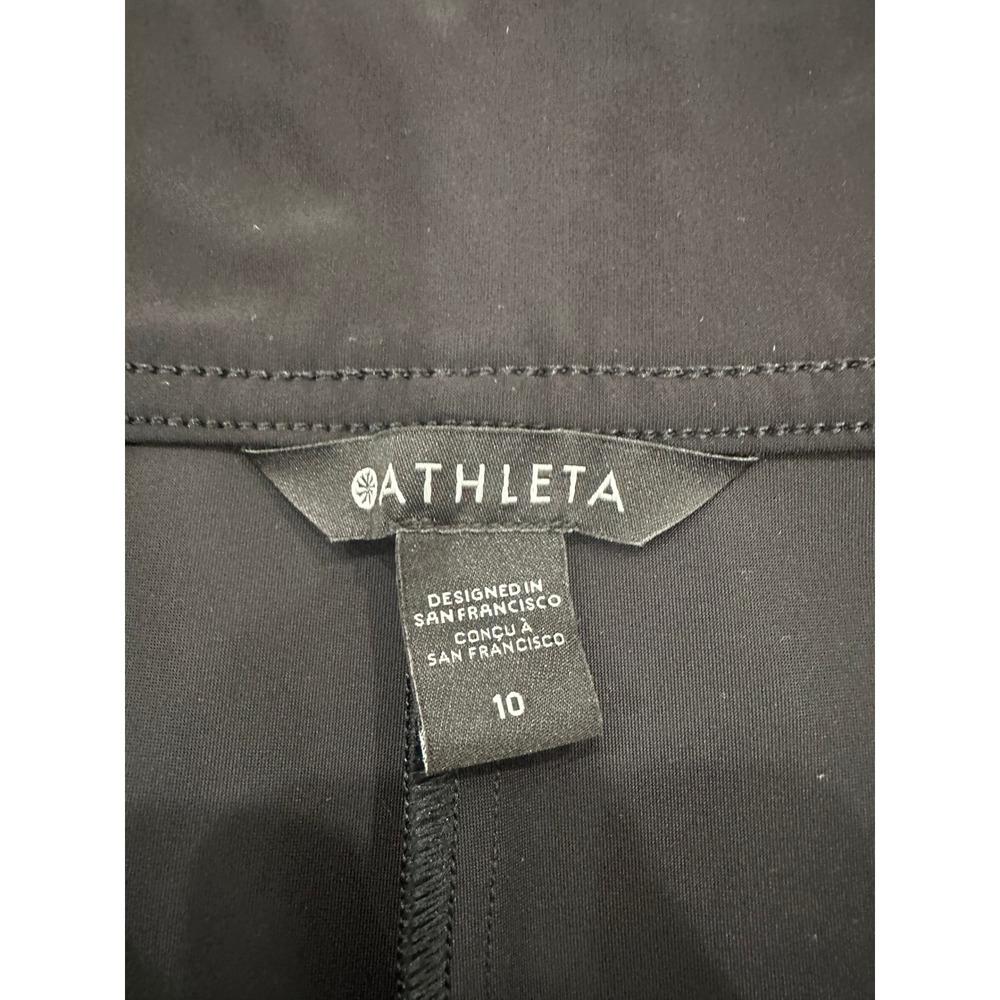 Athleta Brooklyn Wide Leg Crop Pants Black W 10 Side Zip High Rise Seam Front - Picture 3 of 10